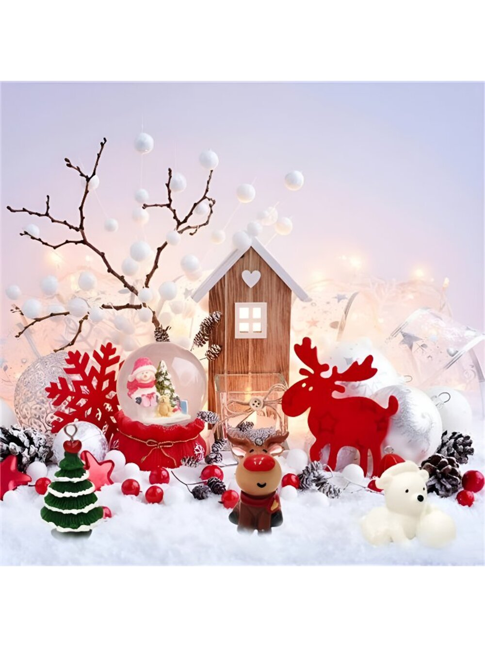 26pcs Mini Ornaments Set for Christmas Small Tree Decoration Resin Miniature